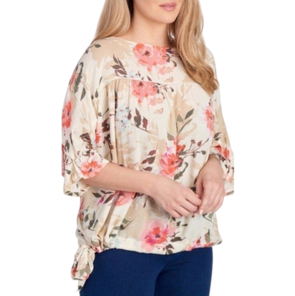 Seven7 Tops - NWT Seven7 Floral Print Side Tie Top sz M